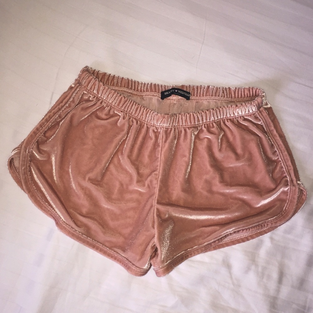 Brandy Melville peach colored velvet shorts